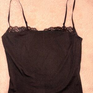 Black Lace Trim Cami Top